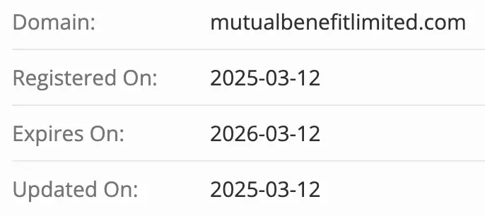 Mutual Benefit Limited домен домен Mutual Benefit Limited