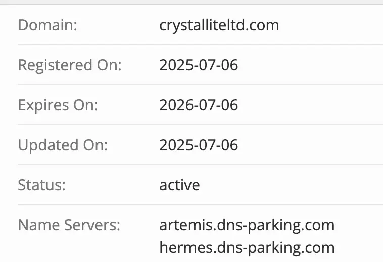 Crystallite Ltd домен домен Crystallite Ltd