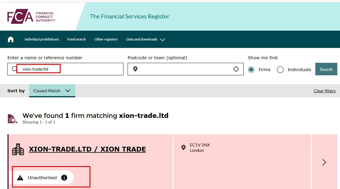Проверка Xion Trade Ltd в реестрах FCA Проверка Xion Trade Ltd в реестрах FCA