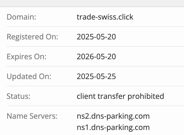 Trade Swiss домен домен Trade Swiss