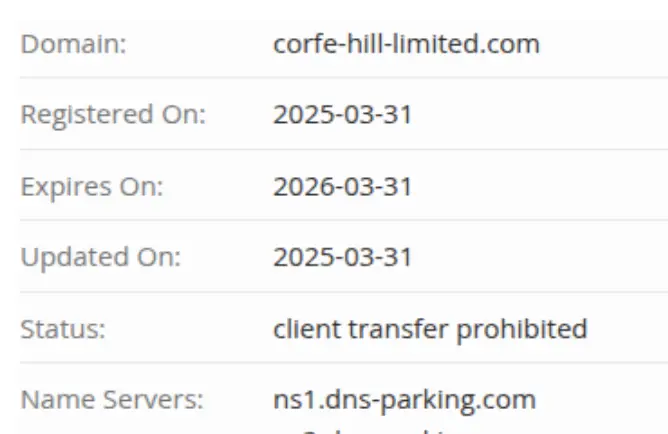 Corfe Hill Limited Π΄ΠΎΠΌΠ΅Π½ Π΄ΠΎΠΌΠ΅Π½ Corfe Hill Limited