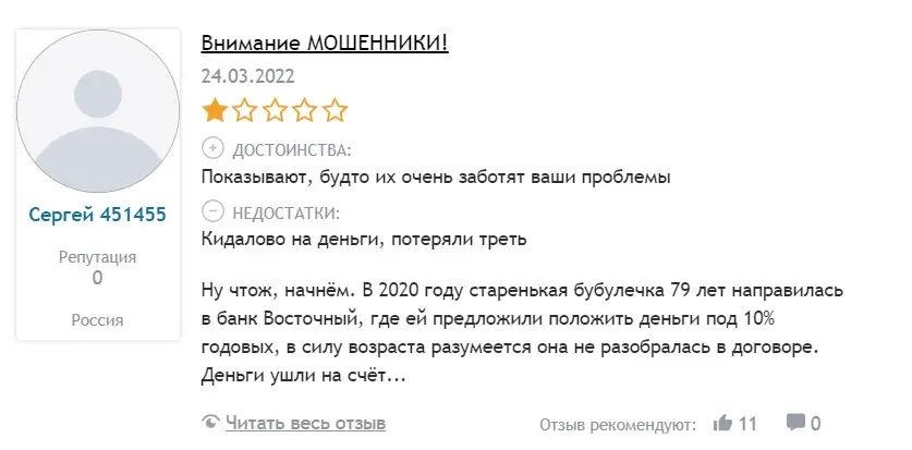 Отзыв пользователя Отзыв пользователя