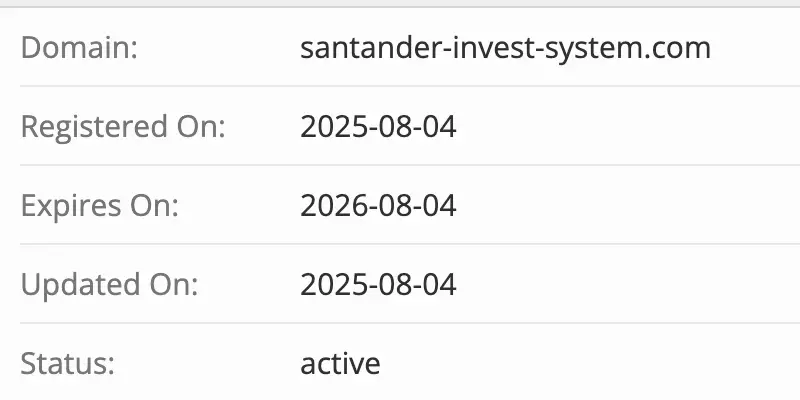 Santander Invest домен домен Santander Invest