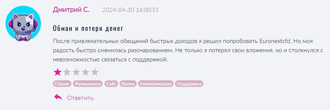 Отзыв о EuroNextCFD Отзыв о EuroNextCFD