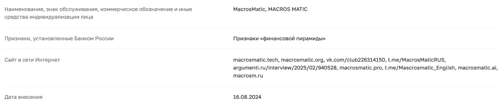 MacrosMatic инфо о сайте информация о сайте MacrosMatic