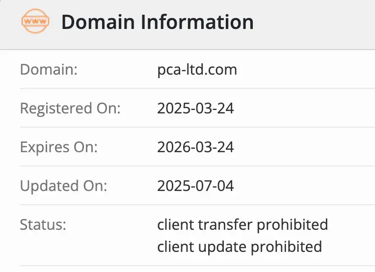 домен PCA Ltd PCA Ltd домен