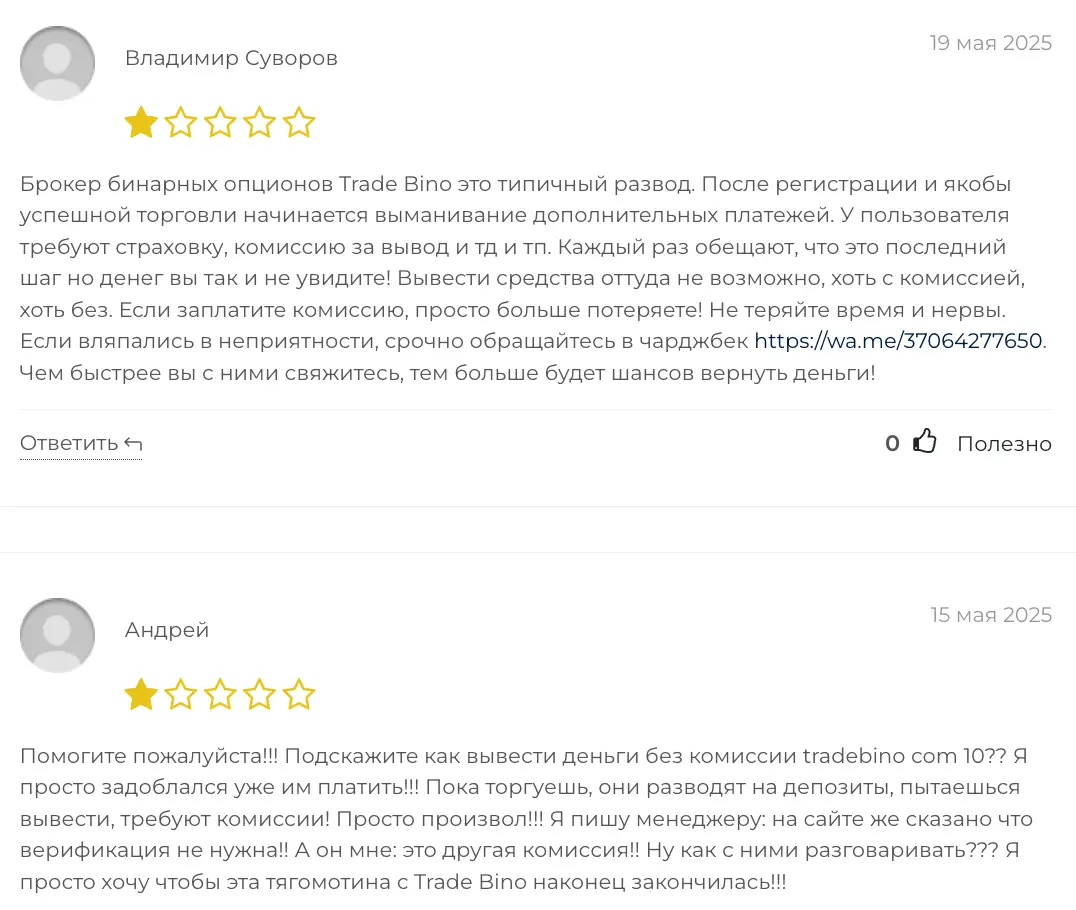Trade Bino отзывы о брокере отзывы клиентов Trade Bino