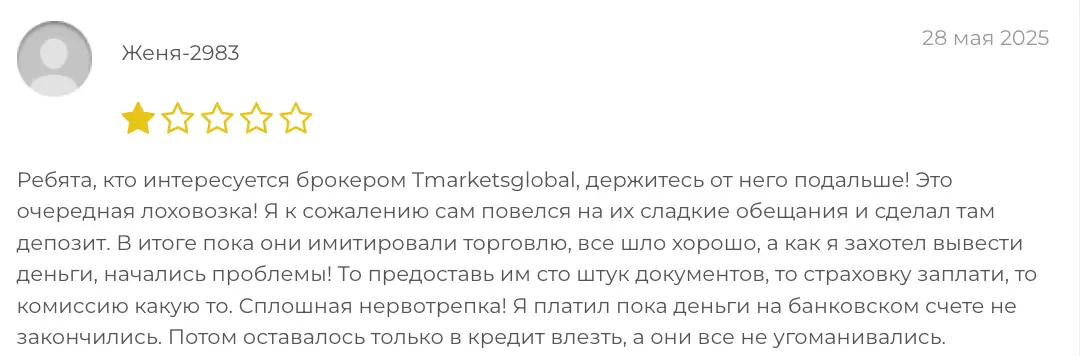 Tmarketsglobal отзыв отзыв клиента Tmarketsglobal