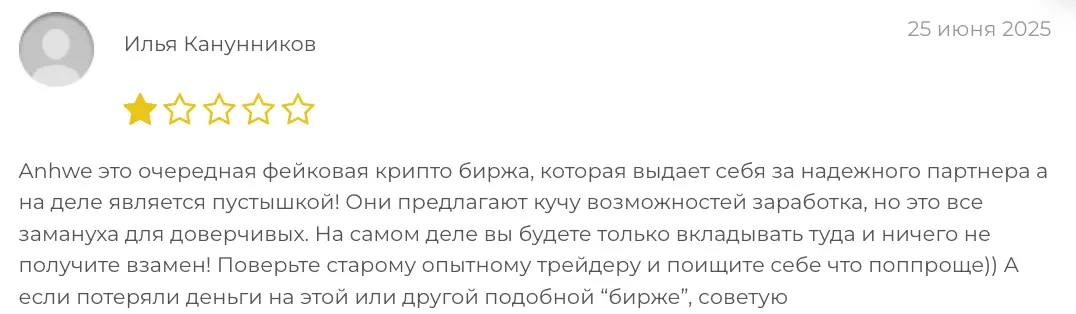 Anhwe честный отзыв отзыв клиента Anhwe