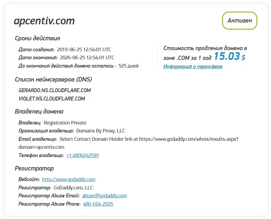 Анализ домена apcentiv.com Анализ домена apcentiv.com