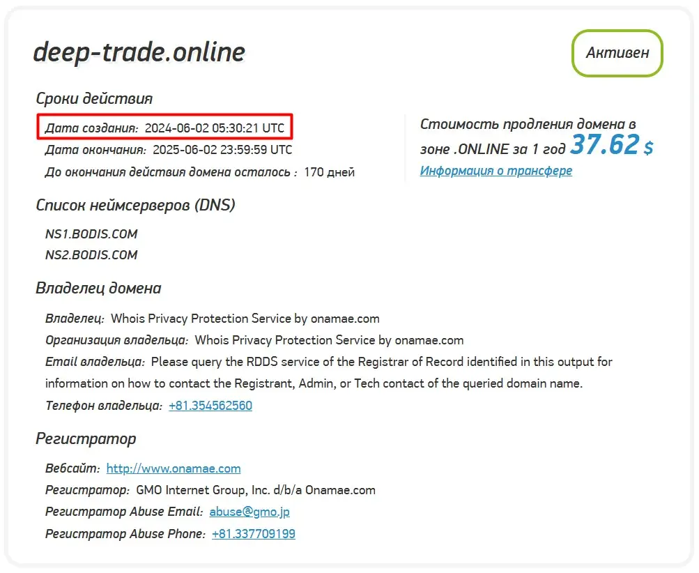 Проверка доменного имени deep-trade.online Проверка доменного имени deep-trade.online