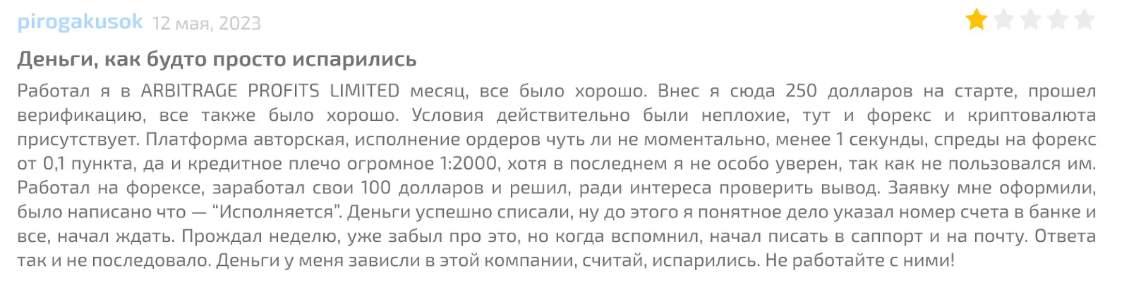 Развод Arbitrage Profits Limited Развод Arbitrage Profits Limited