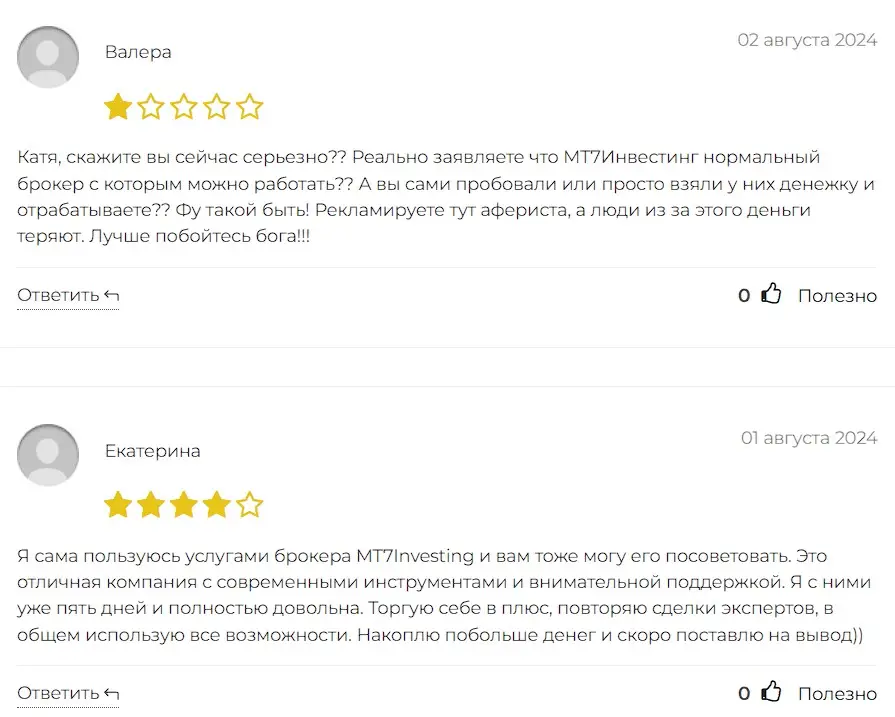 MT7Investing отзывы клиентов
