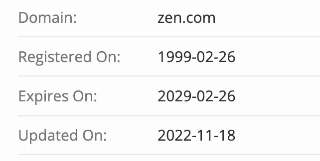 ZEN.COM домен домен ZEN.COM