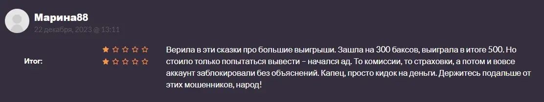 Комментарий пользователя
