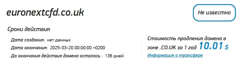 Проверка домена euronextcfd.co.uk Проверка домена euronextcfd.co.uk
