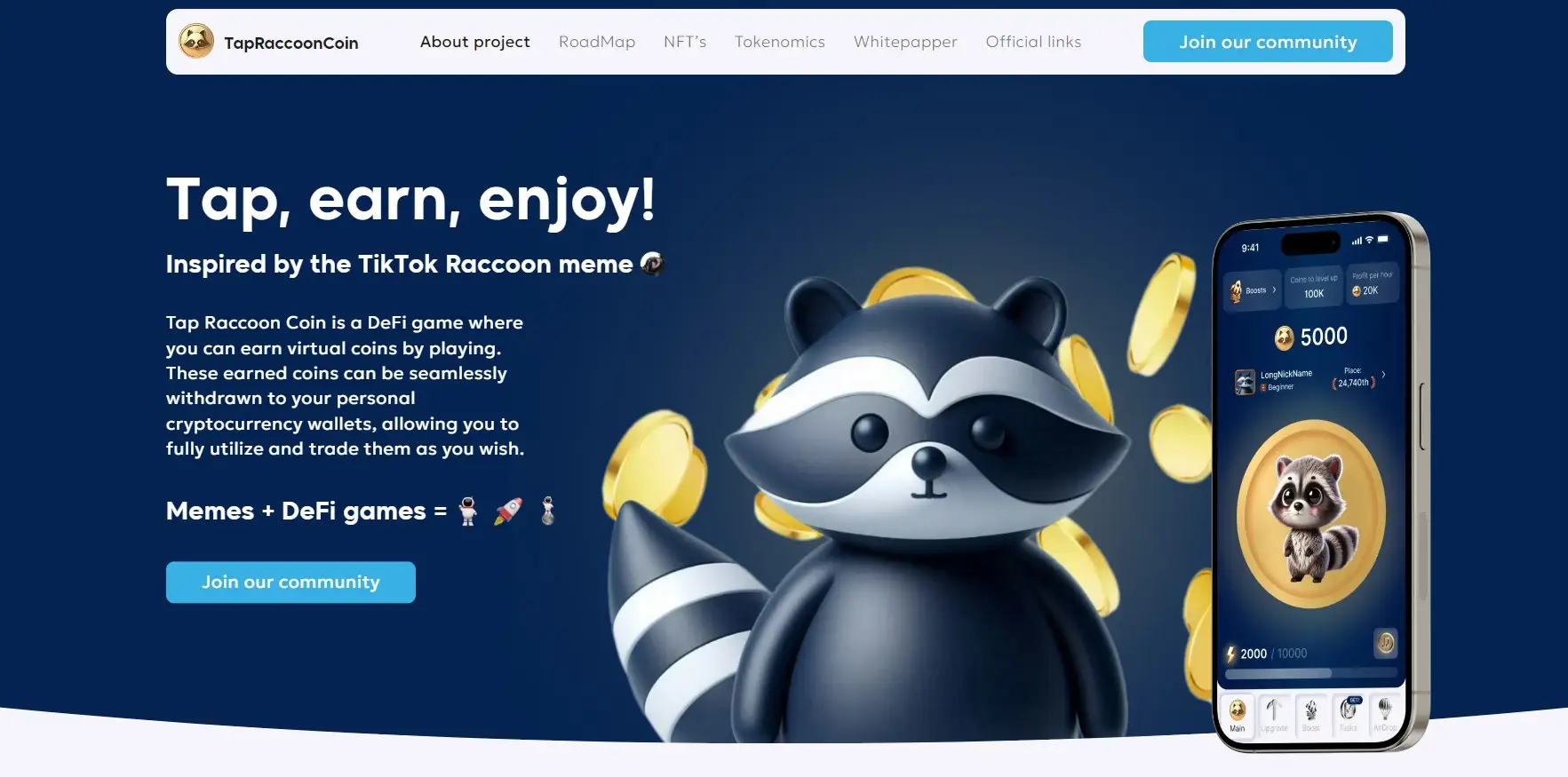 Как вывести монеты из криптоигры Tap Raccoon Coin Как вывести монеты из криптоигры Tap Raccoon Coin