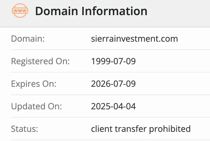 Sierra Investment Management домен домен Sierra Investment Management