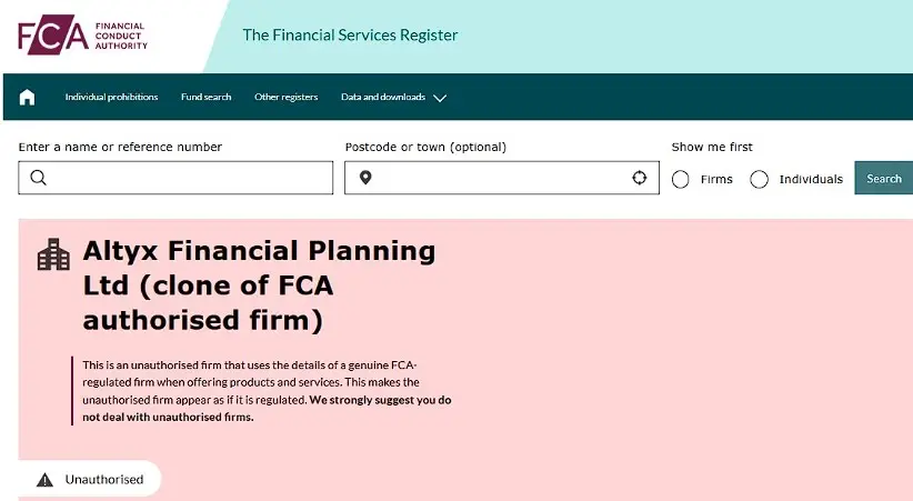 Проверка Altyx Financial Planning Ltd в реестрах FCA Проверка Altyx Financial Planning Ltd в реестрах FCA