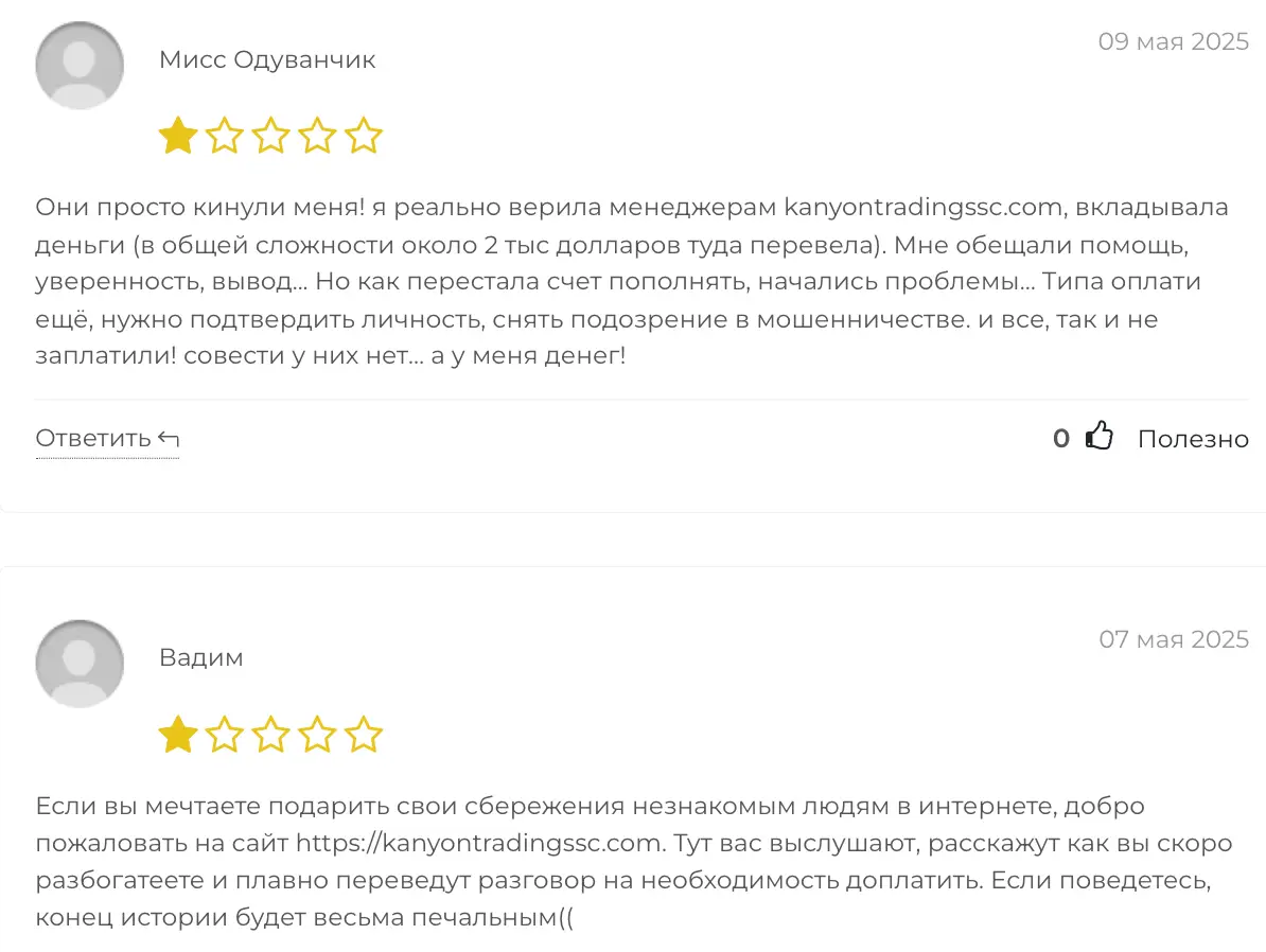 отзыв о Kanyon Trading SCS Kanyon Trading SCS отзывы