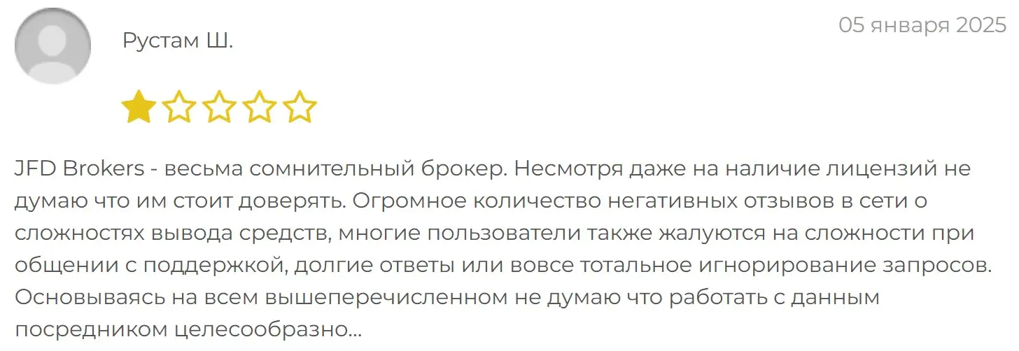 Отзыв пользователя о JFD Brokers Отзыв пользователя о JFD Brokers