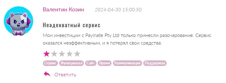 Payinate Pty Ltd отзыв трейдера Payinate Pty Ltd отзыв трейдера