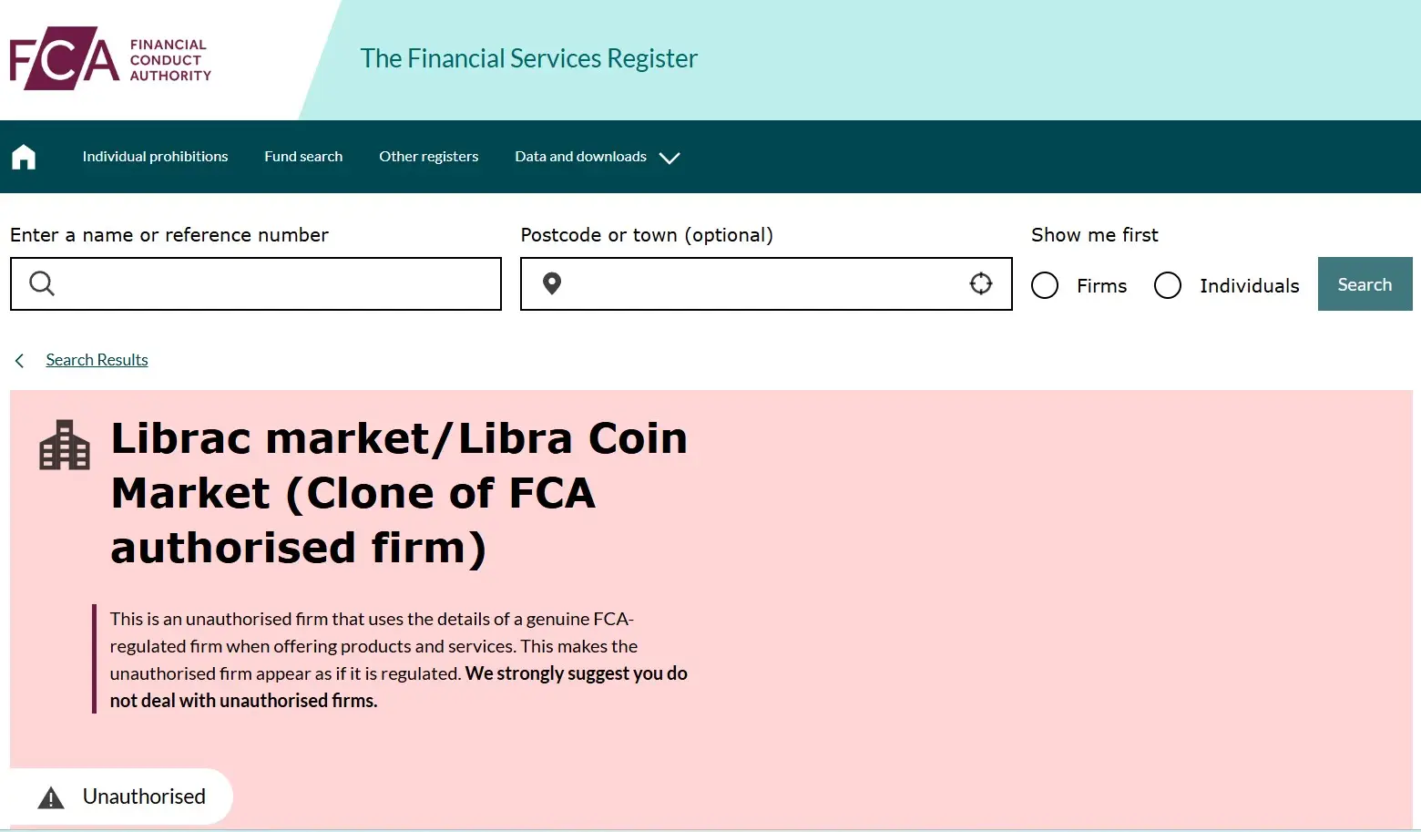 Проверка Libra Coin Market в реестрах FCA Проверка Libra Coin Market в реестрах FCA