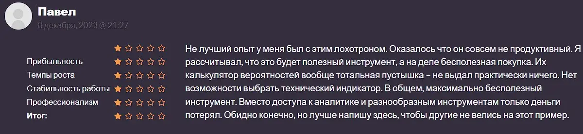 Отзыв пользователя Отзыв пользователя
