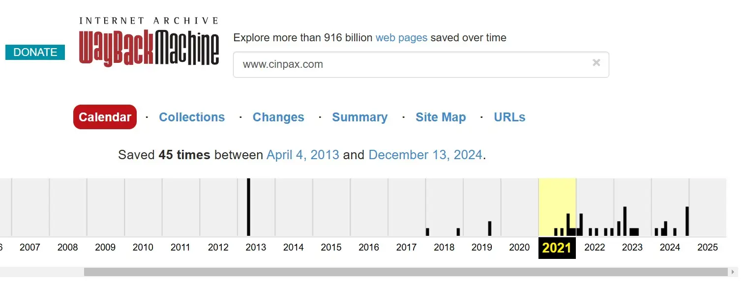 Анализ домена cinpax.com в архиве Wayback Machine Анализ домена cinpax.com в архиве Wayback Machine
