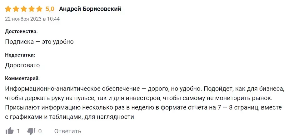 Отзыв инвестора Отзыв инвестора
