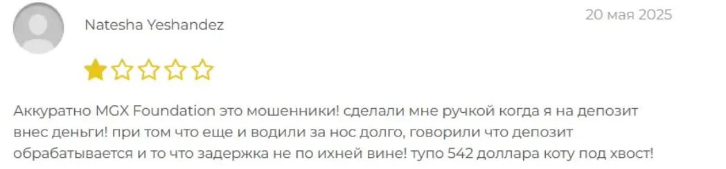 MGX Foundation LTD отзыв отзыв клиента MGX Foundation LTD