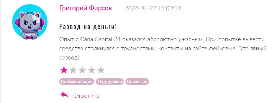 Отзыв пользователя Отзыв пользователя