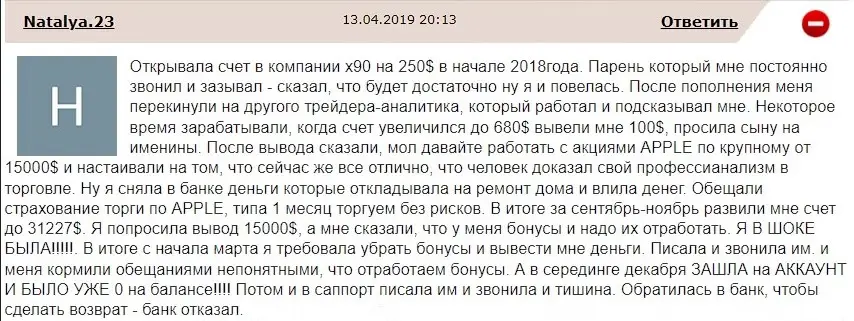 Отзыв трейдера Отзыв трейдера