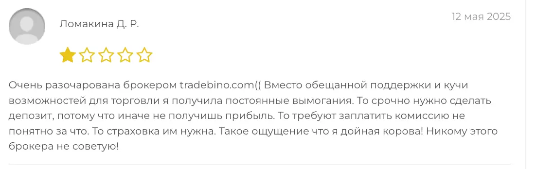 Trade Bino жалоба на брокера жалоба клиента Trade Bino