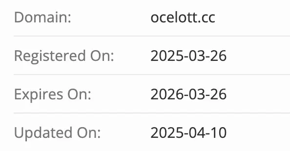 Ocelott домен домен Ocelott