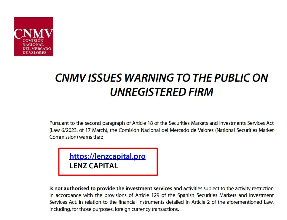 Проверка Lenz Capital в реестрах CNMV Проверка Lenz Capital в реестрах CNMV