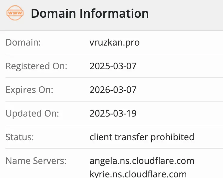 Vruzkan инфо о домене домен Vruzkan