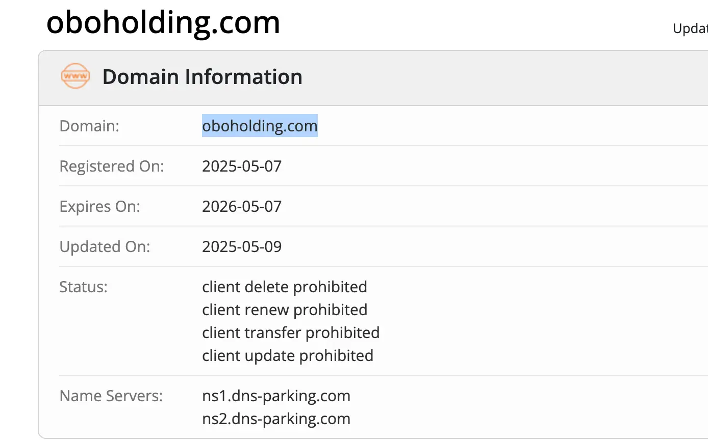домен OBO Holding Ltd OBO Holding Ltd домен