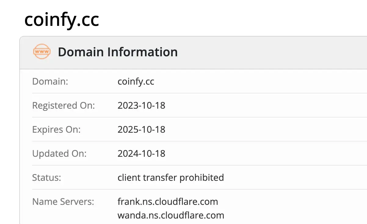 Coinfy домен домен Coinfy