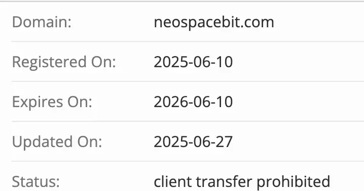 Neospacebit домен домен Neospacebit