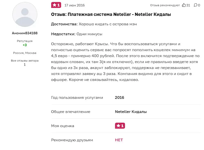 Комментарий пользователя Комментарий пользователя