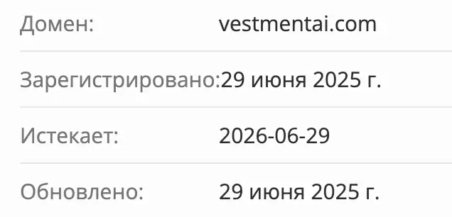 VestmentAi домен домен VestmentAi