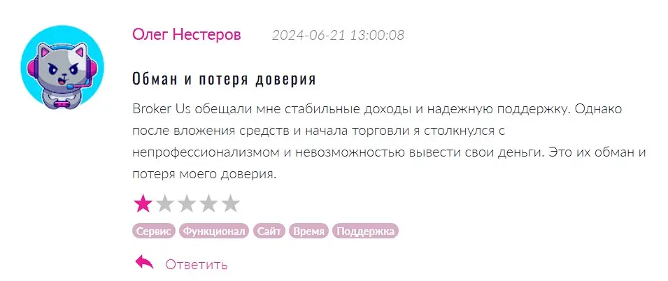 Broker Us отзыв клиента Broker Us отзыв клиента